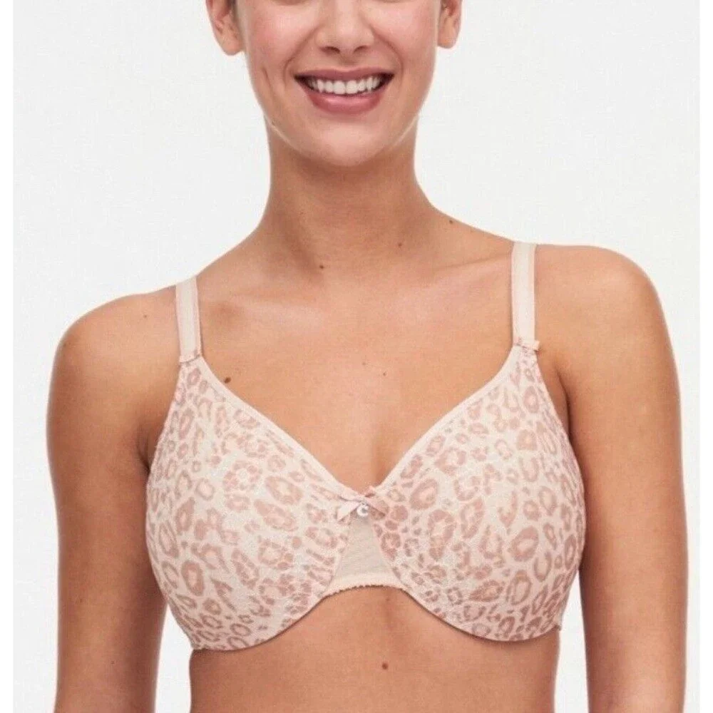 Chantelle C Magnifique Seamless Minimizer Bra In Natural Leopard Sz 32D New WOT